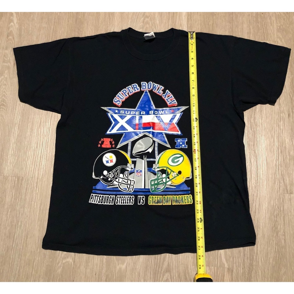 Vintage NFL Super Bowl 45‎ XLV T-Shirt Steelers - Greenbay Men's Size XL